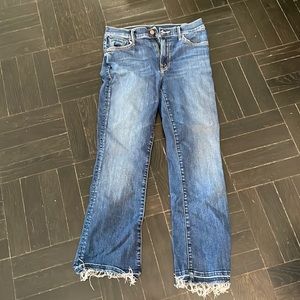Mother Denim. Slightly cropped, frayed hem.